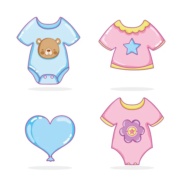 Niedliche Babybekleidung Vektor Illustration Grafik Design — Stockvektor