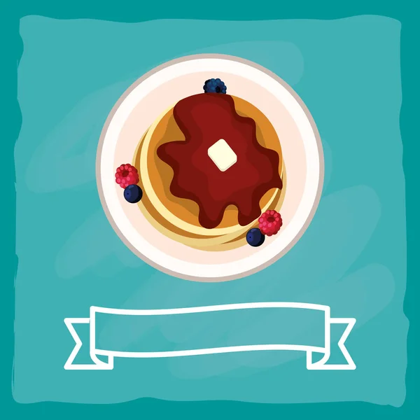 Смачна Їжа Вафлі Стрічка Банер Мультфільм Векторна Ілюстрація Графічний Дизайн — стоковий вектор