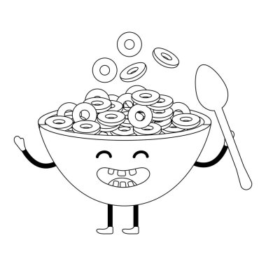 lezzetli lezzetli yemekler kawaii Mısır gevreği karikatür vektör çizim grafik tasarım