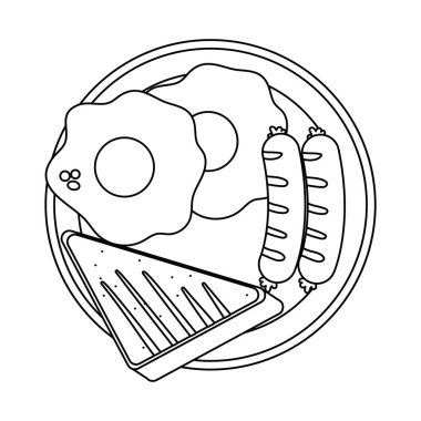 lezzetli lezzetli breakfast çanak karikatür vektör çizim grafik tasarım