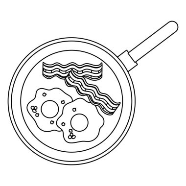 pişirme çizgi film vektör çizim grafik tasarım tava üzerinde lezzetli lezzetli kahvaltı