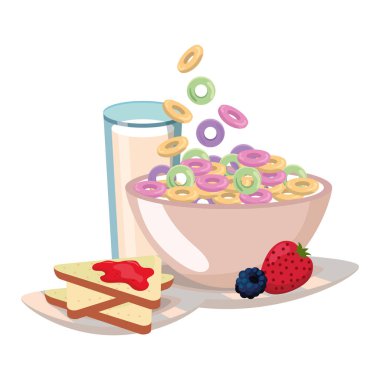 Mısır gevreği kase karikatür vektör çizim grafik tasarım ile lezzetli lezzetli breakfast