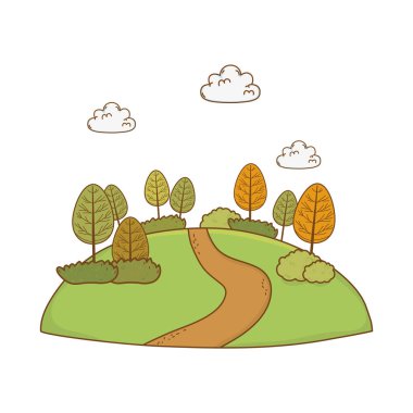 güzel manzara sahne simge vektör çizim tasarım