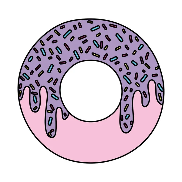 Kleur Heerlijke Donut Zoet Gebak Eten Vectorillustratie — Stockvector
