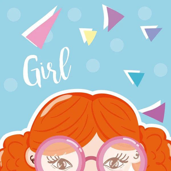 Girl Beatiful Face Confeti Colorful Background Vector Illustration Graphic Design — Stock Vector