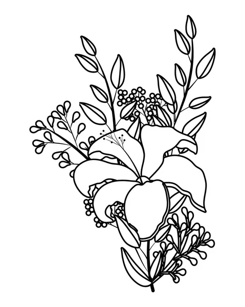 Floral Flor Tropical Desenho Animado Vetor Ilustração Design Gráfico — Vetor de Stock