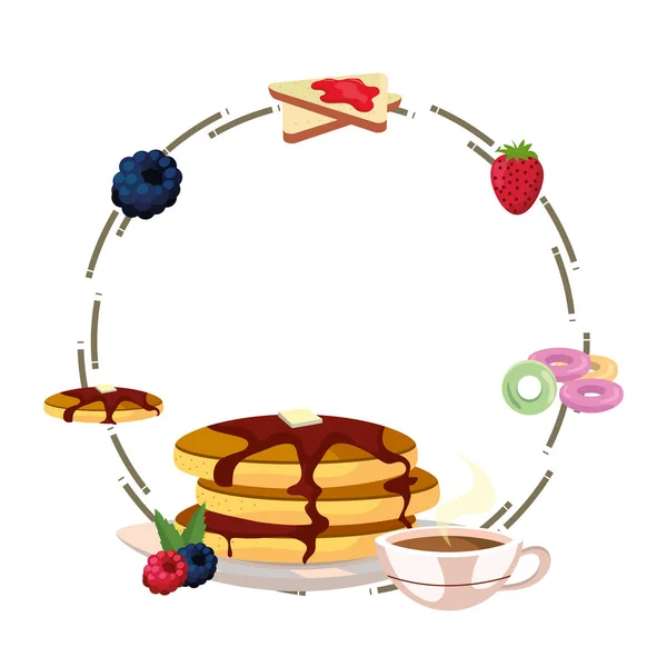 Läckra Välsmakande Frukost Runda Ikonen Tecknade Vektor Illustration Grafisk Design — Stock vektor