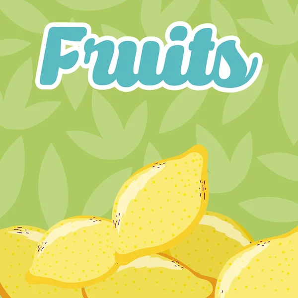 Limones Sobre Hojas Patrón Fondo Vector Ilustración Diseño Gráfico — Vector de stock