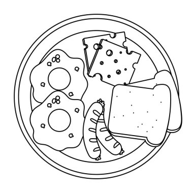 lezzetli lezzetli breakfast çanak karikatür vektör çizim grafik tasarım