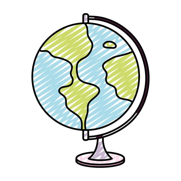 Doodle Global Planeta Terra Mapa Mesa Vetor Ilustração —  Vetores de Stock