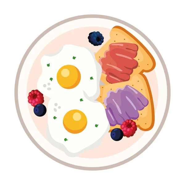 Läckra Välsmakande Frukost Maträtt Tecknade Vektor Illustration Grafisk Design — Stock vektor
