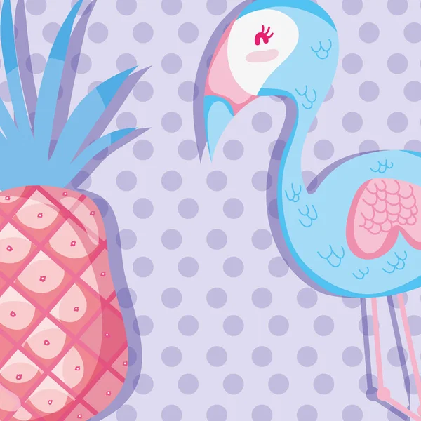 Punchy Pastel Flamengo Frutas Vetor Ilustração Design Gráfico — Vetor de Stock