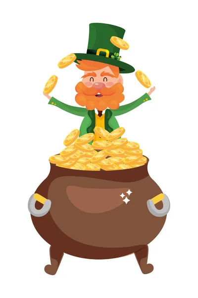 Leprechaun Nain Homme Jongler Pot Vecteur Illustration — Image vectorielle