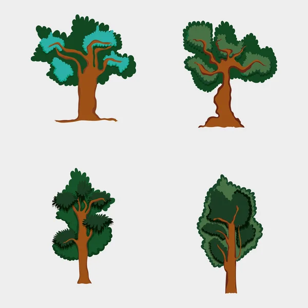 Набір Колекції Лісових Дерев Векторні Ілюстрації Графічний Дизайн — стоковий вектор
