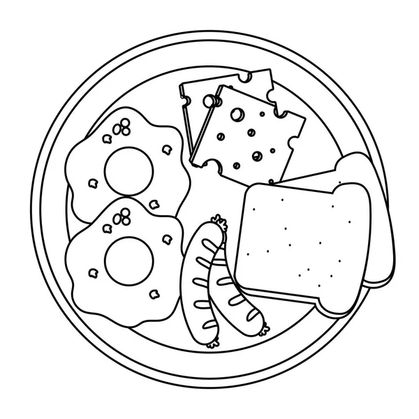 Вкусный Завтрак Блюдо Мультфильм Векторные Иллюстрации Графический Дизайн — стоковый вектор