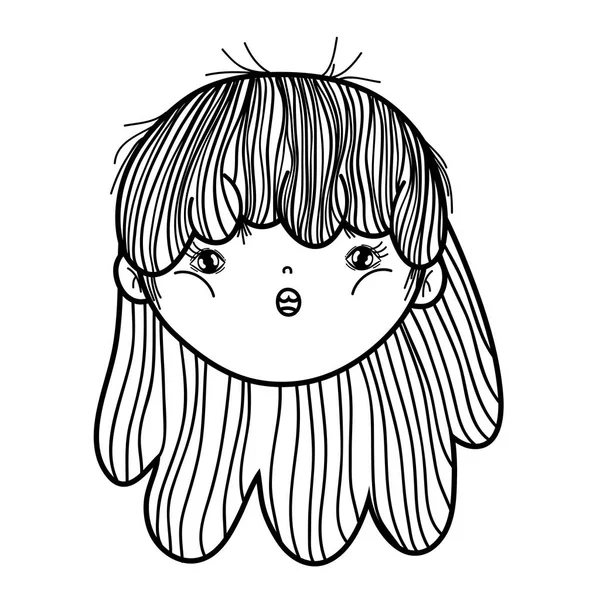 Petite Fille Tête Mignon Personnage Vecteur Illustration Conception — Image vectorielle