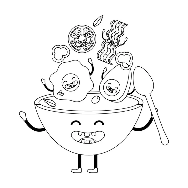 Смачний Сніданок Інгредієнти Суп Мультфільм Векторна Ілюстрація Графічний Дизайн — стоковий вектор
