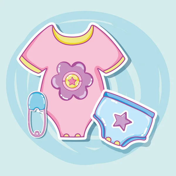 Bonito Bebê Roupas Desenhos Animados Vetor Ilustração Gráfico Design — Vetor de Stock