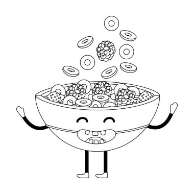 lezzetli lezzetli yemekler kawaii Mısır gevreği meyve karikatür vektör çizim grafik tasarım ile