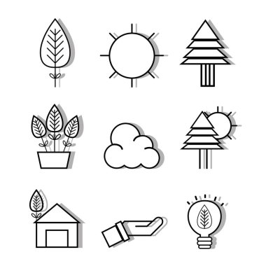 Doğrusal düz tasarım simgeler vektör çizim ayarla