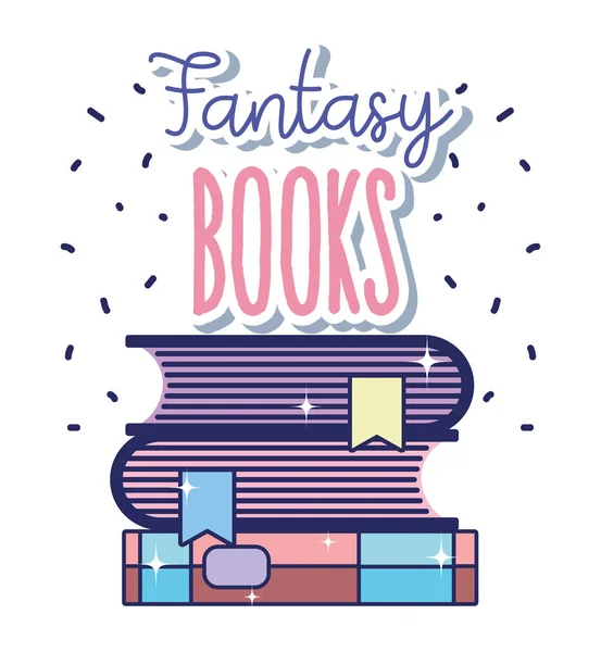 Fantasia Livros Magia Bonito Desenhos Animados Vector Ilustração Design Gráfico — Vetor de Stock