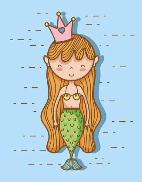 Little Mermaid Art Cartoon Icon Vector Illustration Graphic Design Cute — Stock Vector