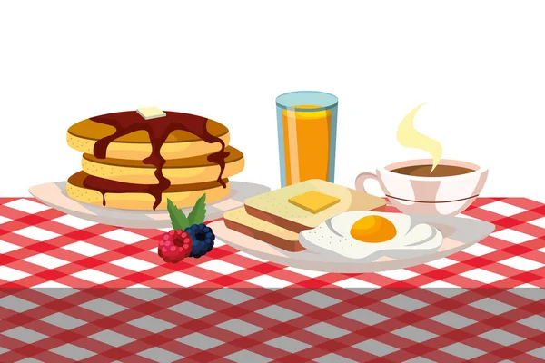Köstliche Leckere Frühstück Über Picknick Tischdecke Cartoon Vektor Illustration Grafik — Stockvektor