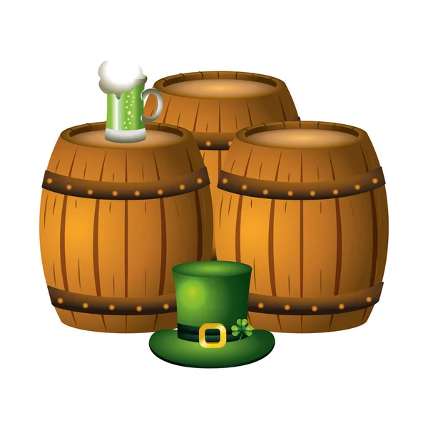 Beer Barrel Hat Leprechaun Vector Illustration Graphic Design — Stock Vector