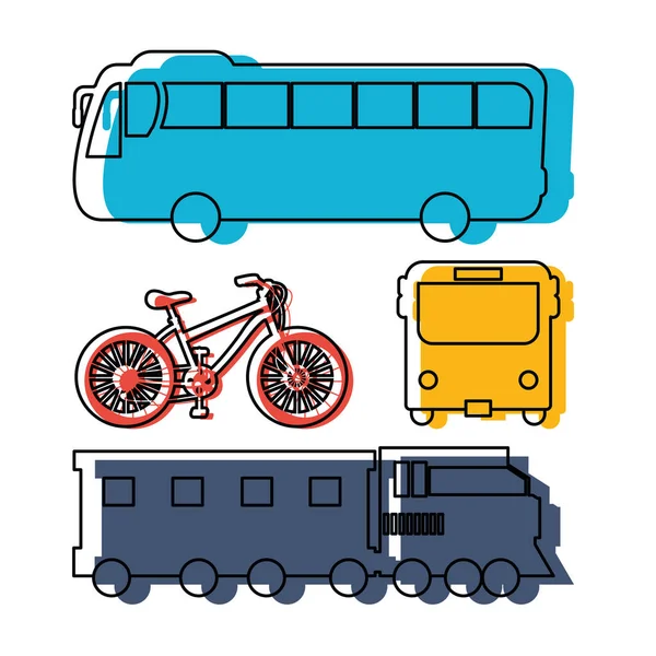 Toplu Taşıma Araçları Vektör Çizim Kroki — Stok Vektör
