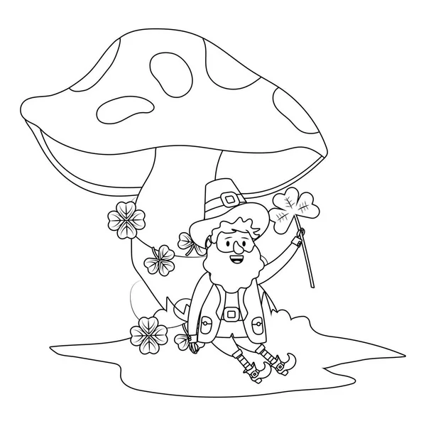 Patricks Day Leprechaun Mushroom Cartoon Vector Illustration Graphic Design — Stock Vector