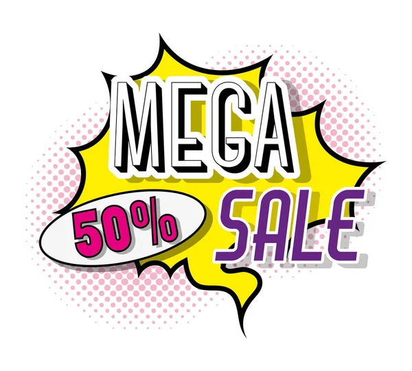 Mega Sale Rabatte Pop Art Poster Vektor Illustration Grafik Design — Stockvektor