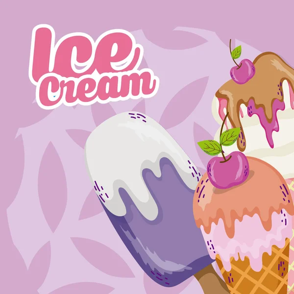 Délicieux Crème Glacée Popsicle Dessins Animés Vectoriel Illustration Conception Graphique — Image vectorielle
