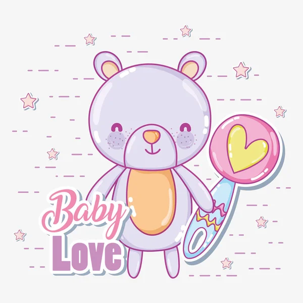 Cartão Amor Bebê Com Bonito Urso Vetor Ilustração Design Gráfico — Vetor de Stock