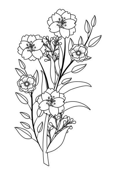 Floral Τροπικά Λουλούδια Διάνυσμα Καρτούν Εικονογράφηση Γραφικού Σχεδιασμού — Διανυσματικό Αρχείο