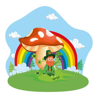 St patricks günü cüce doğa parkı karikatür vektör çizim grafik tasarım,