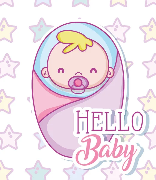Hello Baby Милый Мультик Векторный Иллюстративный Графический Дизайн — стоковый вектор