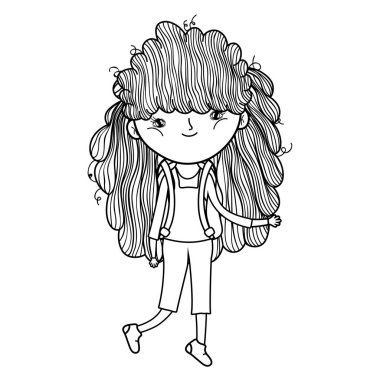 küçük kız sevimli karakter vektör çizim tasarımı