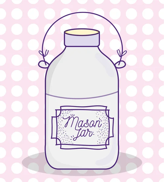 Mason Jar Vintage Desenho Sobre Fundo Pontilhado Cores Pastel Vetor —  Vetores de Stock