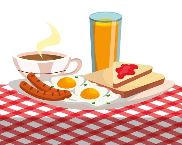 Вкусный Вкусный Завтрак Концепция Пикника Мультфильм Векторные Иллюстрации Графический Дизайн — стоковый вектор