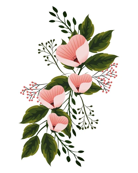Flores Tropicales Flores Dibujos Animados Vector Ilustración Diseño Gráfico — Vector de stock