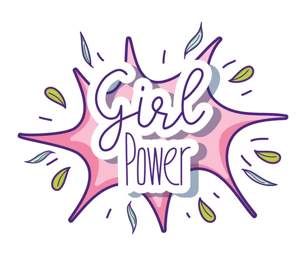 Girl Power Auf Farbspritzer Mit Blättern Vektor Illustration Grafik Design — Stockvektor
