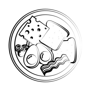 lezzetli lezzetli breakfast çanak karikatür vektör çizim grafik tasarım