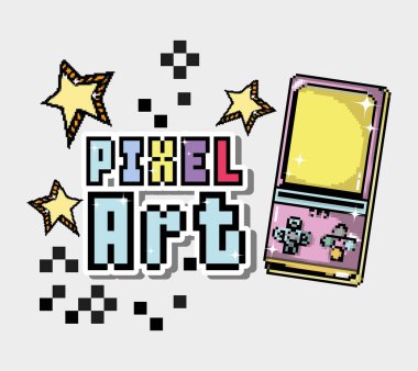 Piksel sanat karikatür tetris ve yıldız ile vektör çizim grafik tasarım