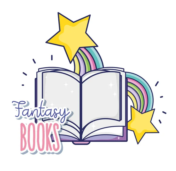 Fantasy Mágia Könyvek Aranyos Rajzfilmek Vektoros Illusztráció Grafikai Tervezés — Stock Vector