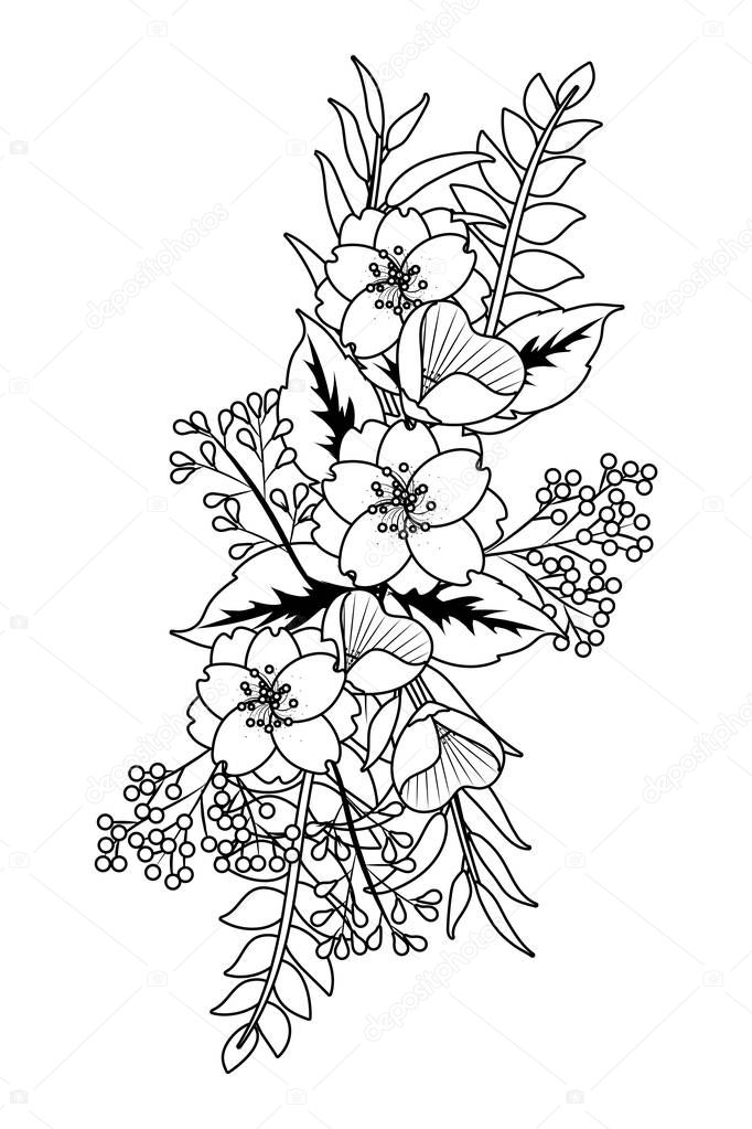 floral tropical flowers cartoon vector illustration graphic design