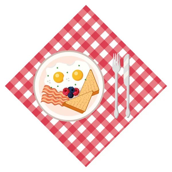 Heerlijk Smakelijk Ontbijt Picknick Concept Cartoon Vector Illustratie Grafisch Ontwerp — Stockvector