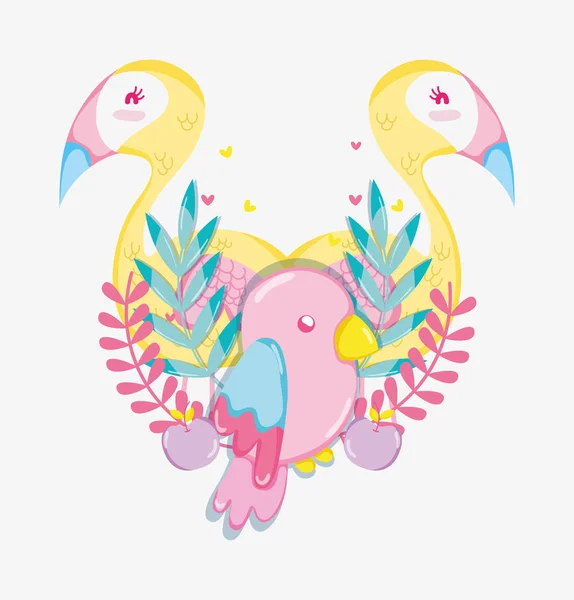 Punchy Pastel Bonito Papagaio Desenho Animado Vetor Ilustração Design Gráfico — Vetor de Stock