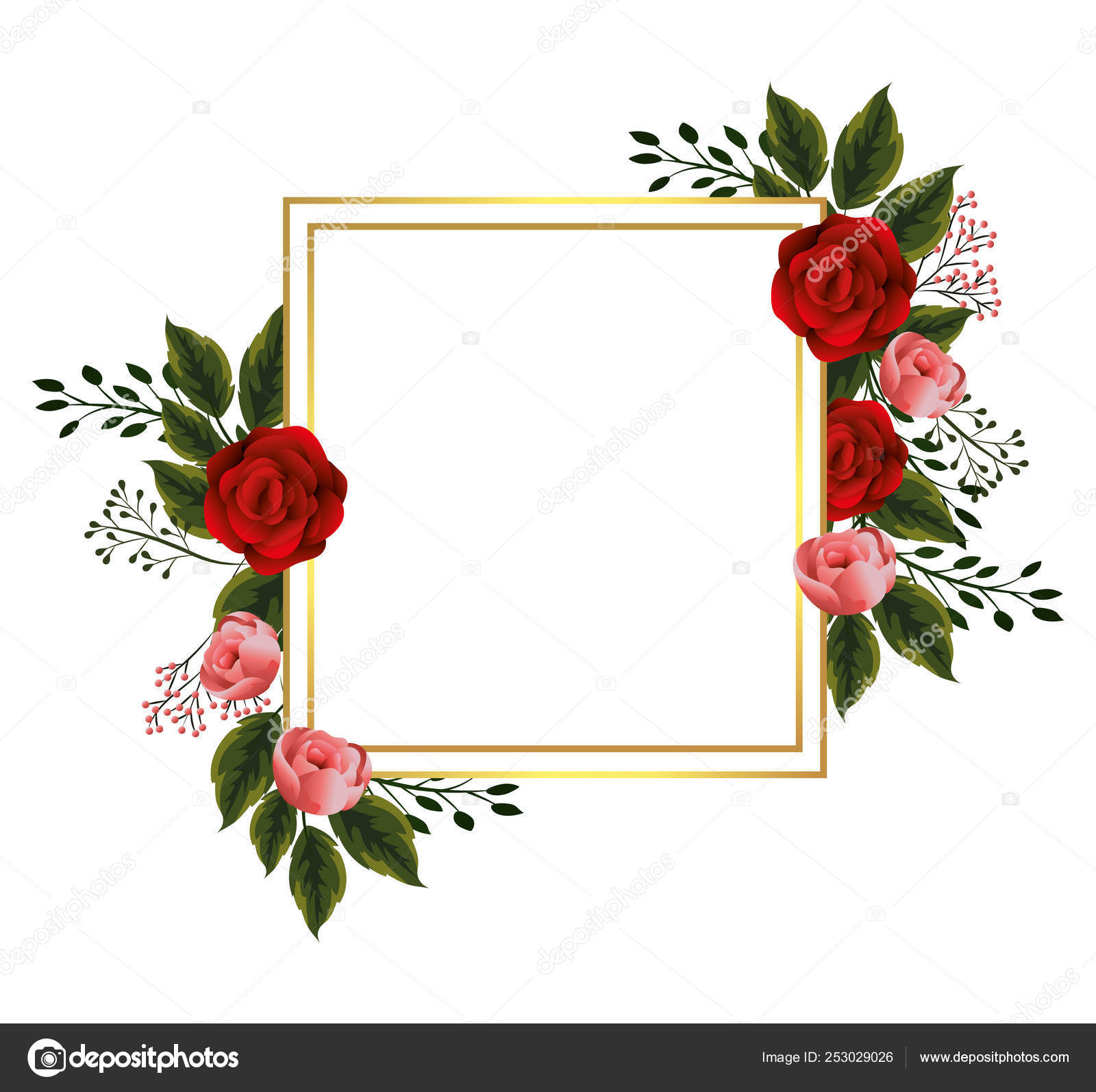 Floral Tropical Flowers Frame Cartoon Vector Illustration Graphic