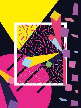 Memphis şablonu ve arka plan renkli tasarım vektör çizim grafik