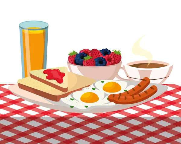 Delicious Tasty Breakfast Picnic Concept Cartoon Vector Illustration Graphic Design — Stock Vector